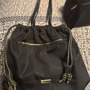 Versace Black and Gold Drawstring Backpack
